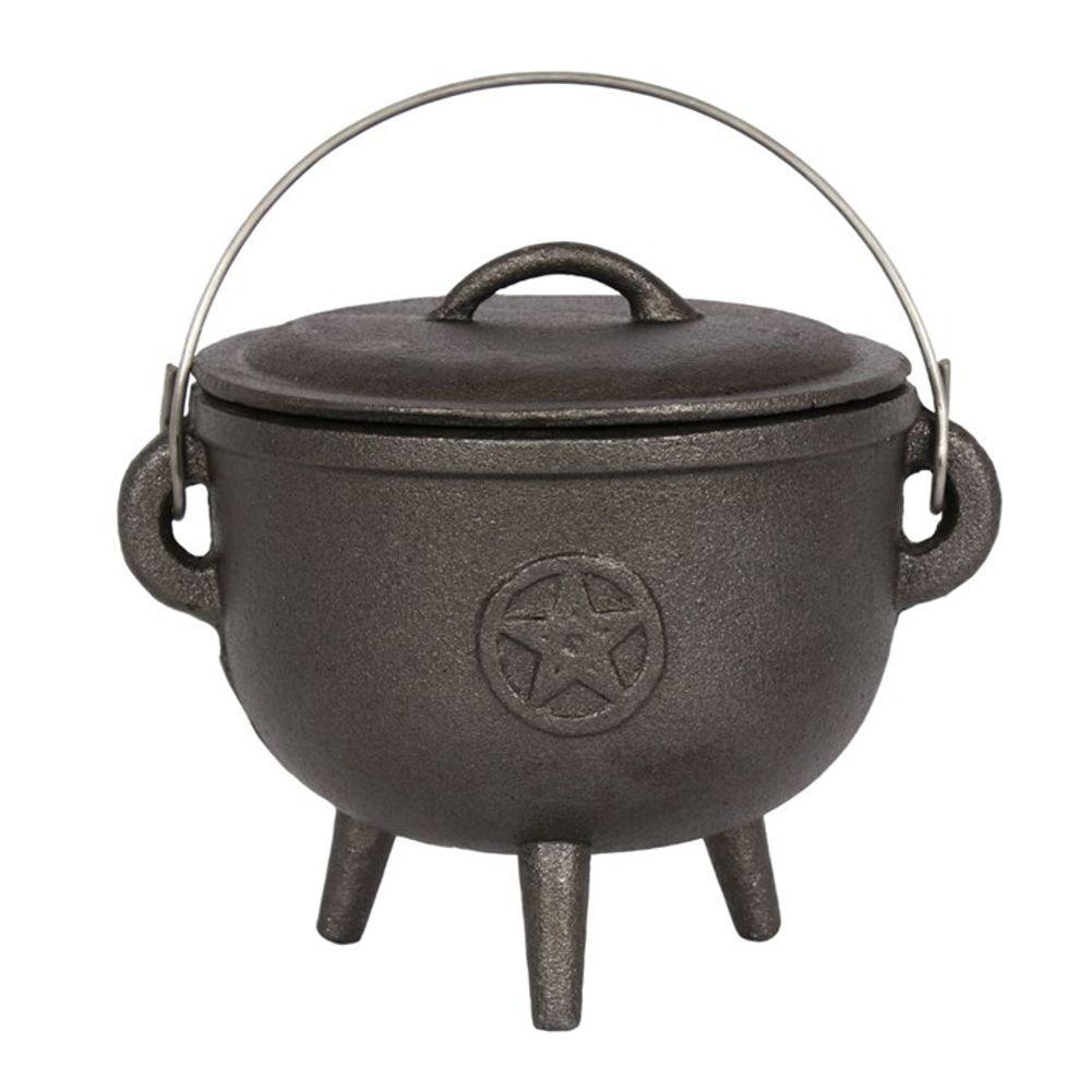 15cm Cast Iron Cauldron With Pentagram - DuvetDay.co.uk