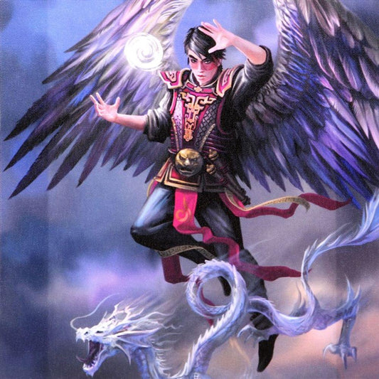 19x25cm Air Element Wizard Canvas Plaque by Anne Stokes - DuvetDay.co.uk