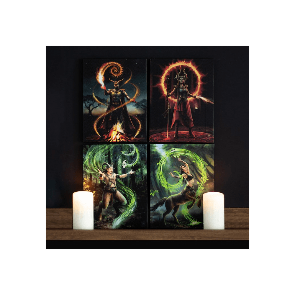 19x25cm Fire Element Sorceress Canvas Plaque by Anne Stokes - DuvetDay.co.uk