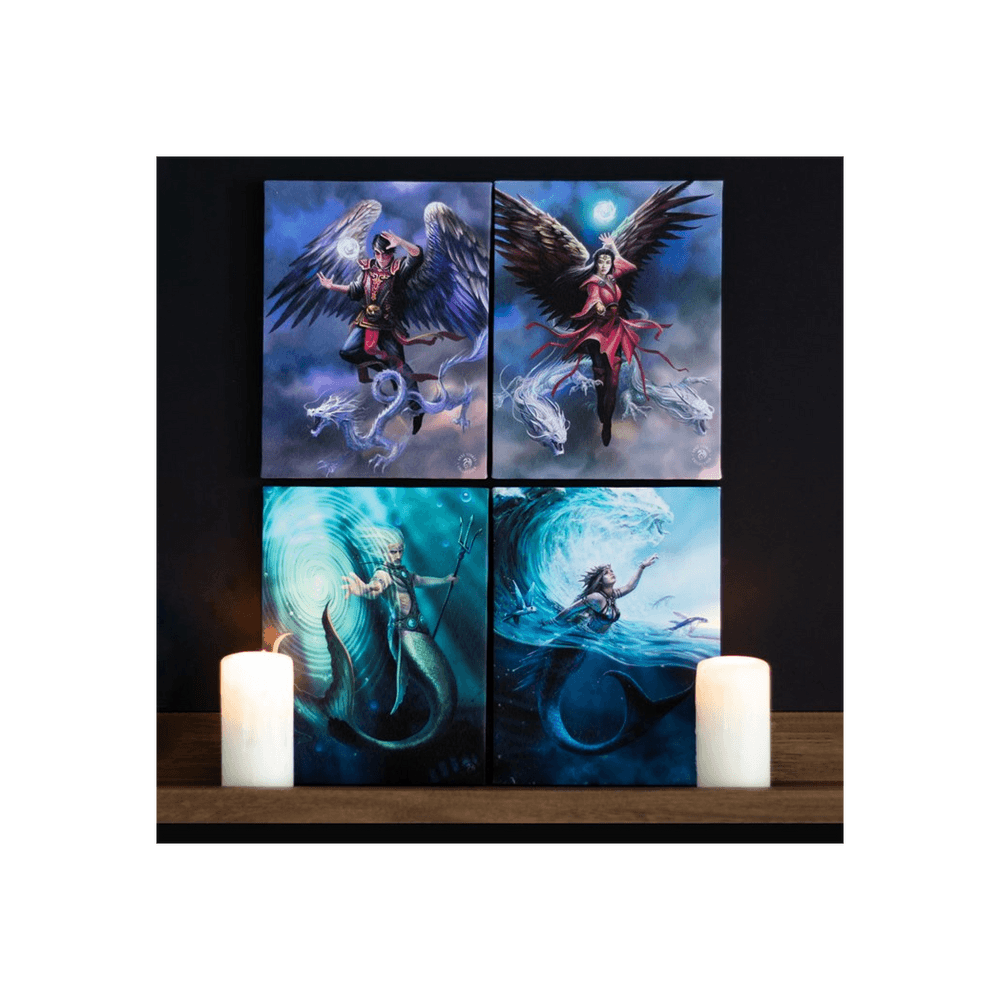 19x25cm Water Element Wizard Canvas Plaque by Anne Stokes - DuvetDay.co.uk