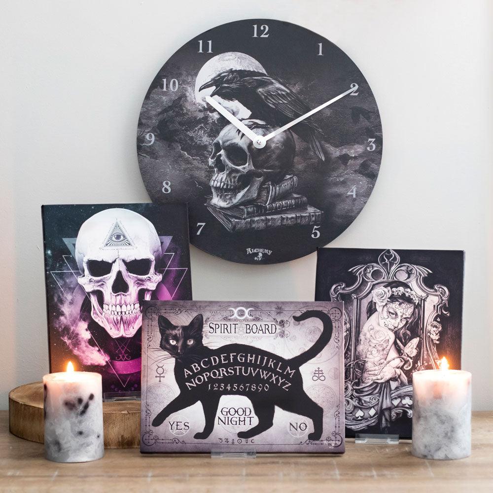 25x19cm Black Cat Spirit Board Canvas Plaque by Alchemy - DuvetDay.co.uk