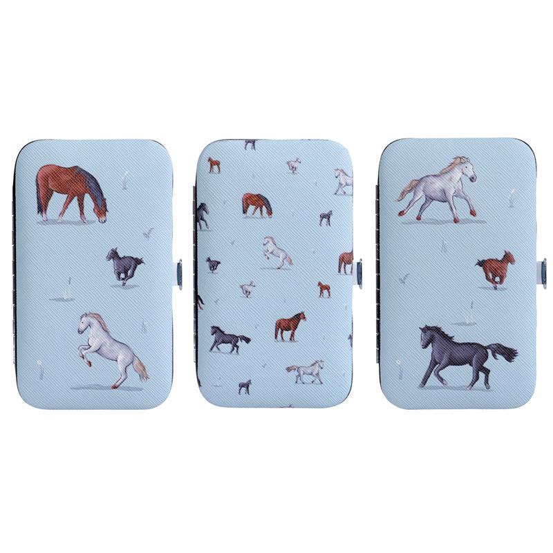 5 Piece Zip Up Shaped Manicure Set - Willow Farm Horses - DuvetDay.co.uk
