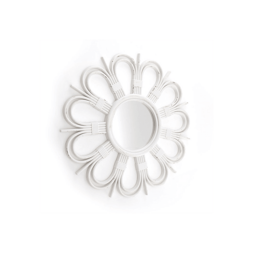 50cm Rattan Style Flower Mirror - DuvetDay.co.uk
