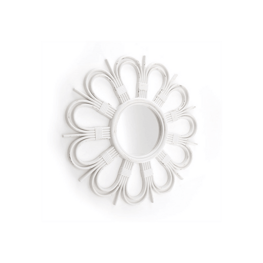 50cm Rattan Style Flower Mirror - DuvetDay.co.uk