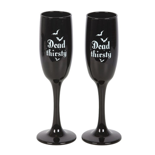 Set of 2 Dead Thirsty Champagne Flutes
