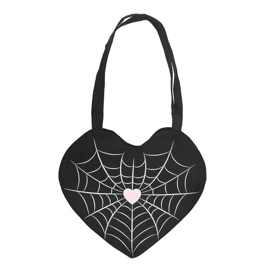 Spiderweb Heart Satin Tote Bag