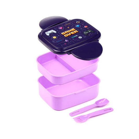 Bento Clip Lock Lunch Box with Cutlery - Game Over