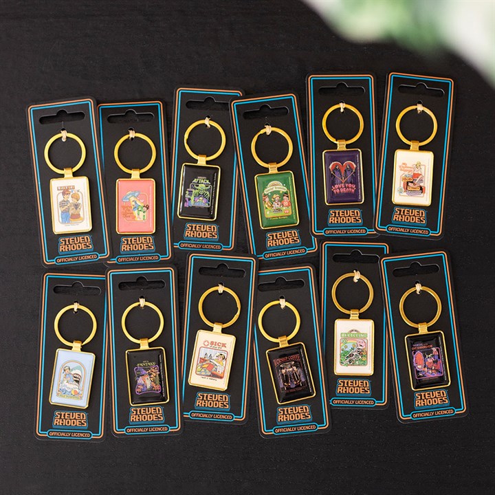 Set of 12 Enamel Keyrings by Steven Rhodes