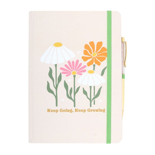 Keep Going, Keep Growing A5 Notebook with Rose Quartz Pen