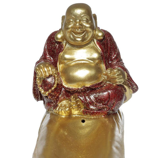 Ash Catcher Incense Stick Burner - Mini Lucky Glitter Chinese Laughing Buddha - DuvetDay.co.uk