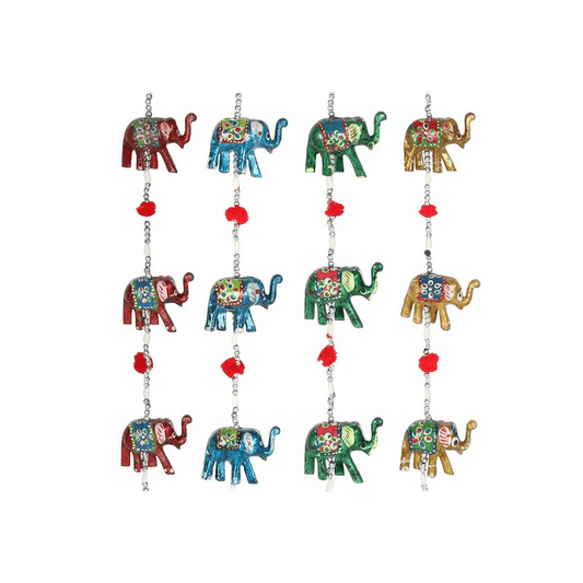 Assorted Hanging Elephant Decoration with Bell - DuvetDay.co.uk