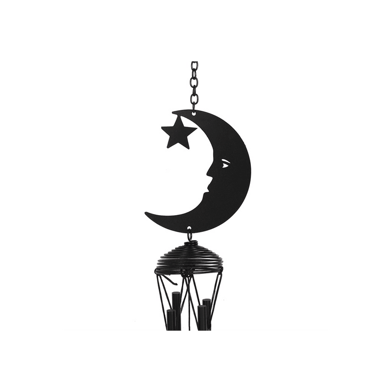Black Crescent Moon Cutout Windchime - DuvetDay.co.uk