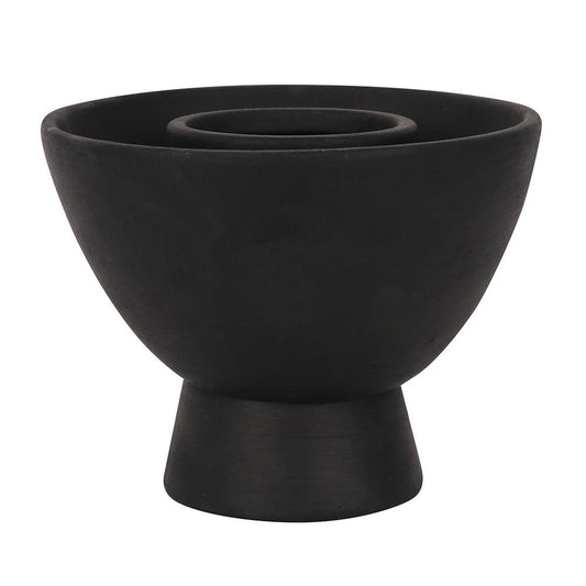 Black Triple Moon Terracotta Smudge Bowl - DuvetDay.co.uk