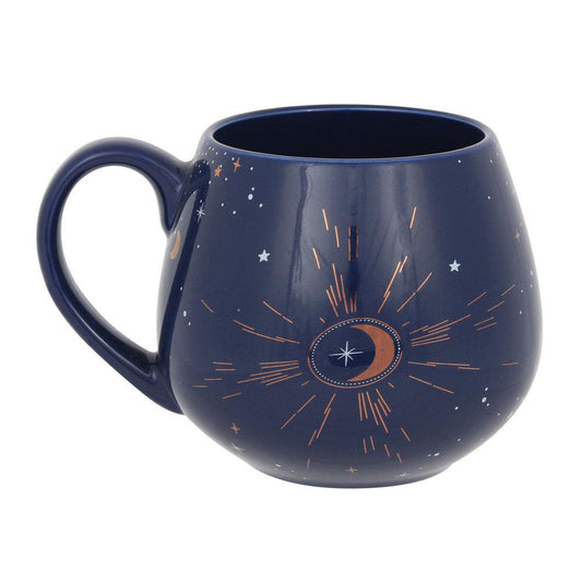 Blue Crescent Moon Rounded Mug - DuvetDay.co.uk