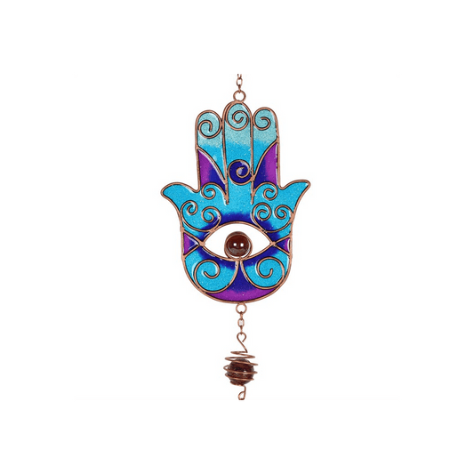 Blue Hand of Hamsa Windchime - DuvetDay.co.uk