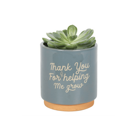 Blue Thank You For Helping Me Grow Plant Pot - DuvetDay.co.uk