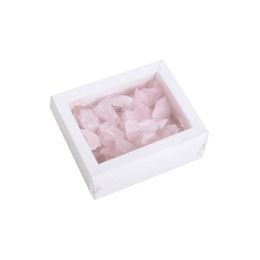 Box of Rose Quartz Rough Crystal Chips - DuvetDay.co.uk