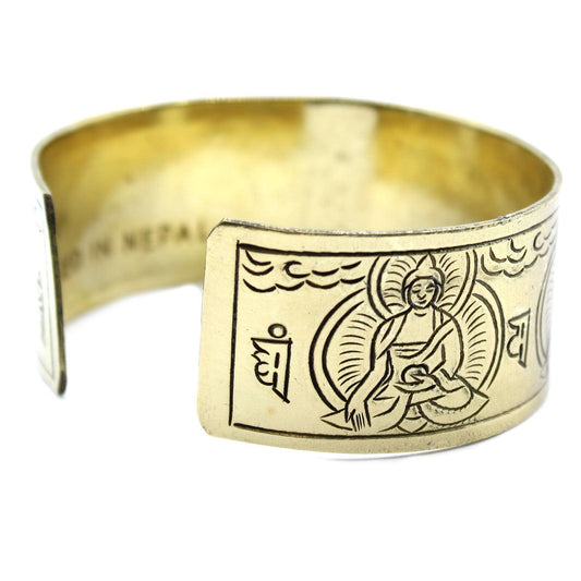 Brass Tibetan Bracelet - Five Buddha - DuvetDay.co.uk