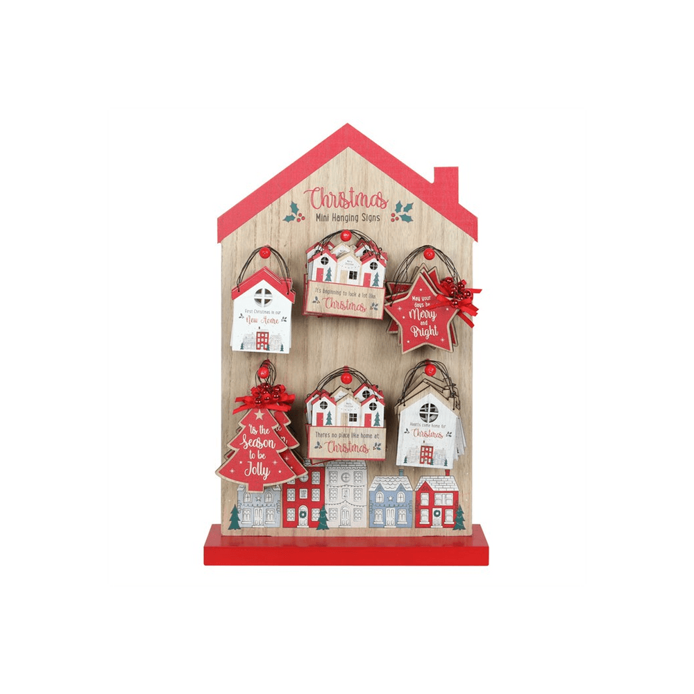 Christmas Village Mini Hanging Sign Display - DuvetDay.co.uk