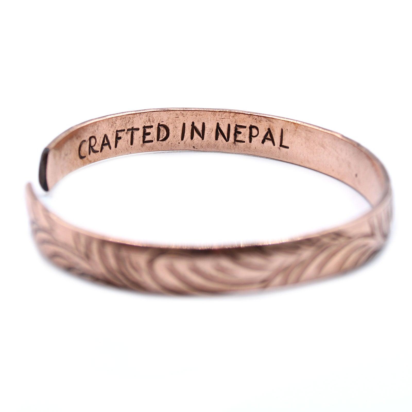 Copper Tibetan Bracelet - Slim Tribal Swirls - DuvetDay.co.uk