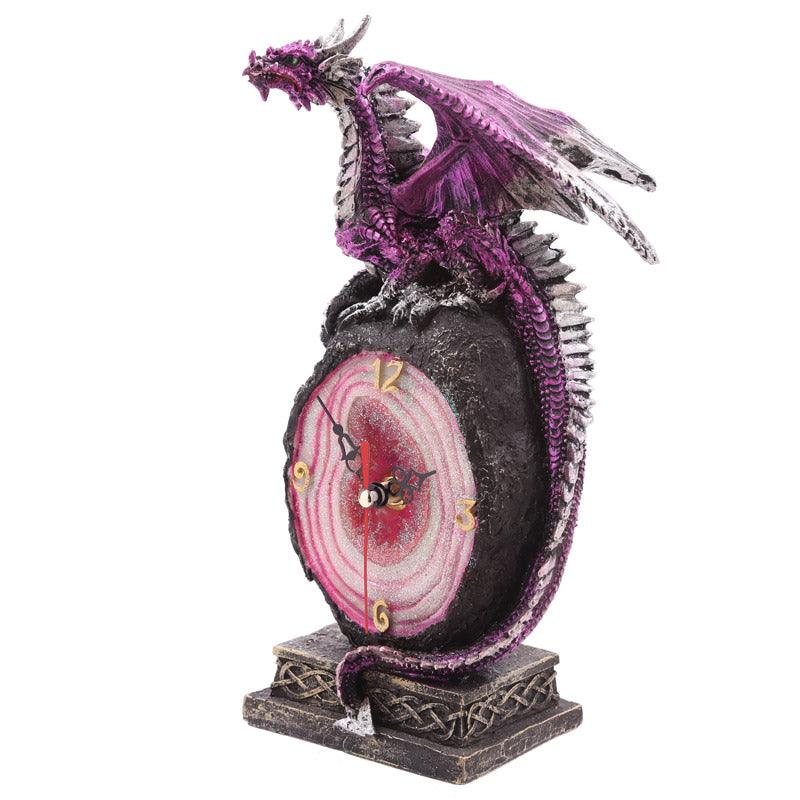 Crystal Geode Dark Legends Dragon Clock - DuvetDay.co.uk