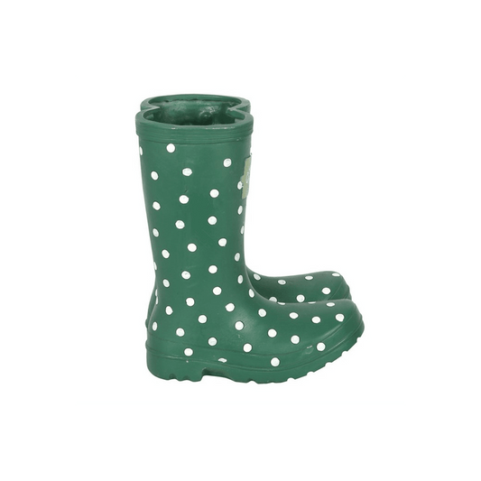 Dark Green Welly Boot Planter - DuvetDay.co.uk