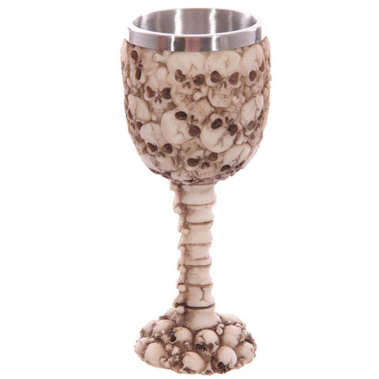 Decorative Gothic Multi Skulls and Spine Goblet - DuvetDay.co.uk