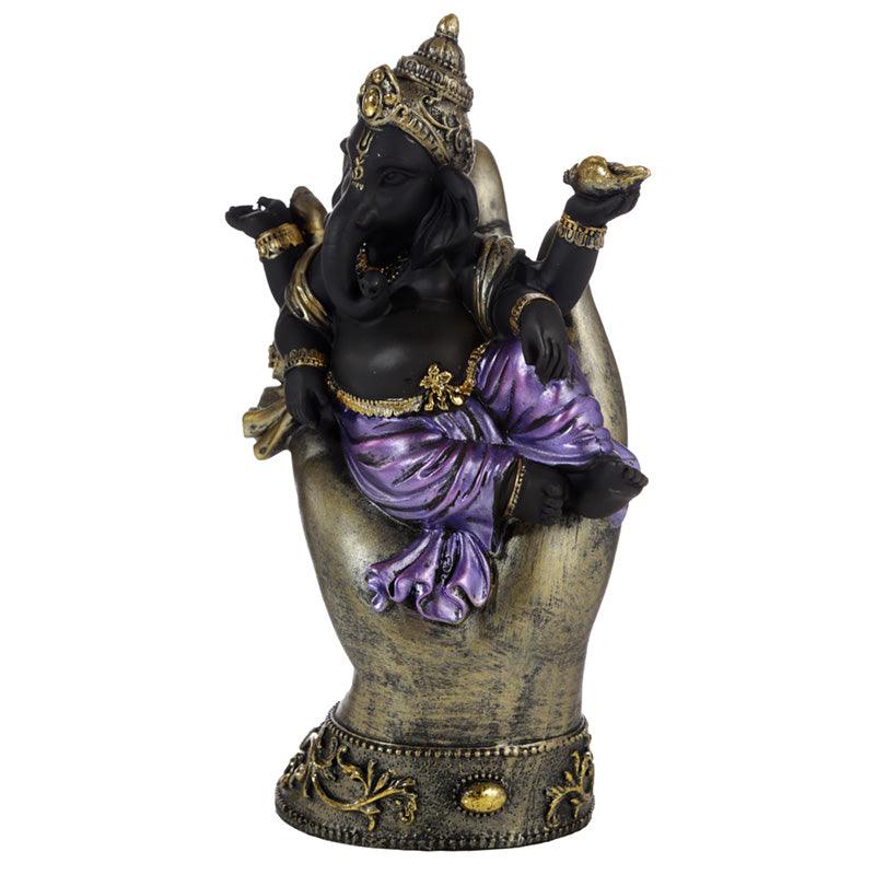 Decorative Purple, Gold & Black Ganesh - Lying in Hand - DuvetDay.co.uk