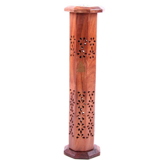 Decorative Sheesham Wood Incense Tower - DuvetDay.co.uk