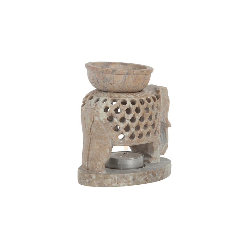Downward Elephant Soapstone Oil Burner - DuvetDay.co.uk