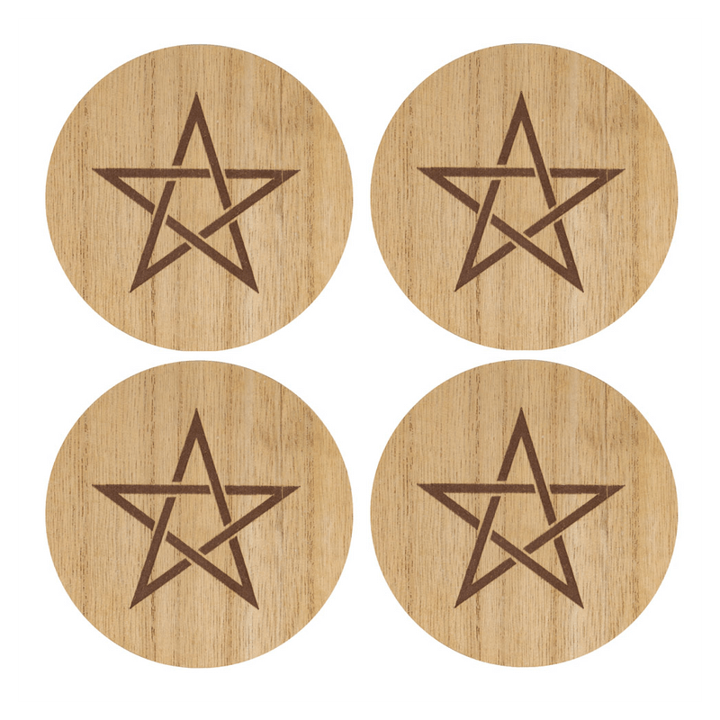 Engraved Pentagram Coaster Set - DuvetDay.co.uk