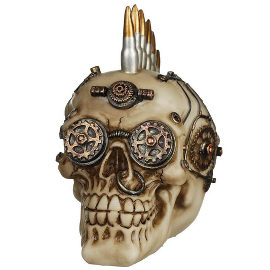 Fantasy Steampunk Skull Ornament - Bullet Mohican - DuvetDay.co.uk