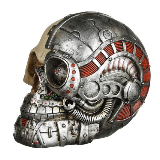 Fantasy Steampunk Skull Ornament - Half Robot Head - DuvetDay.co.uk