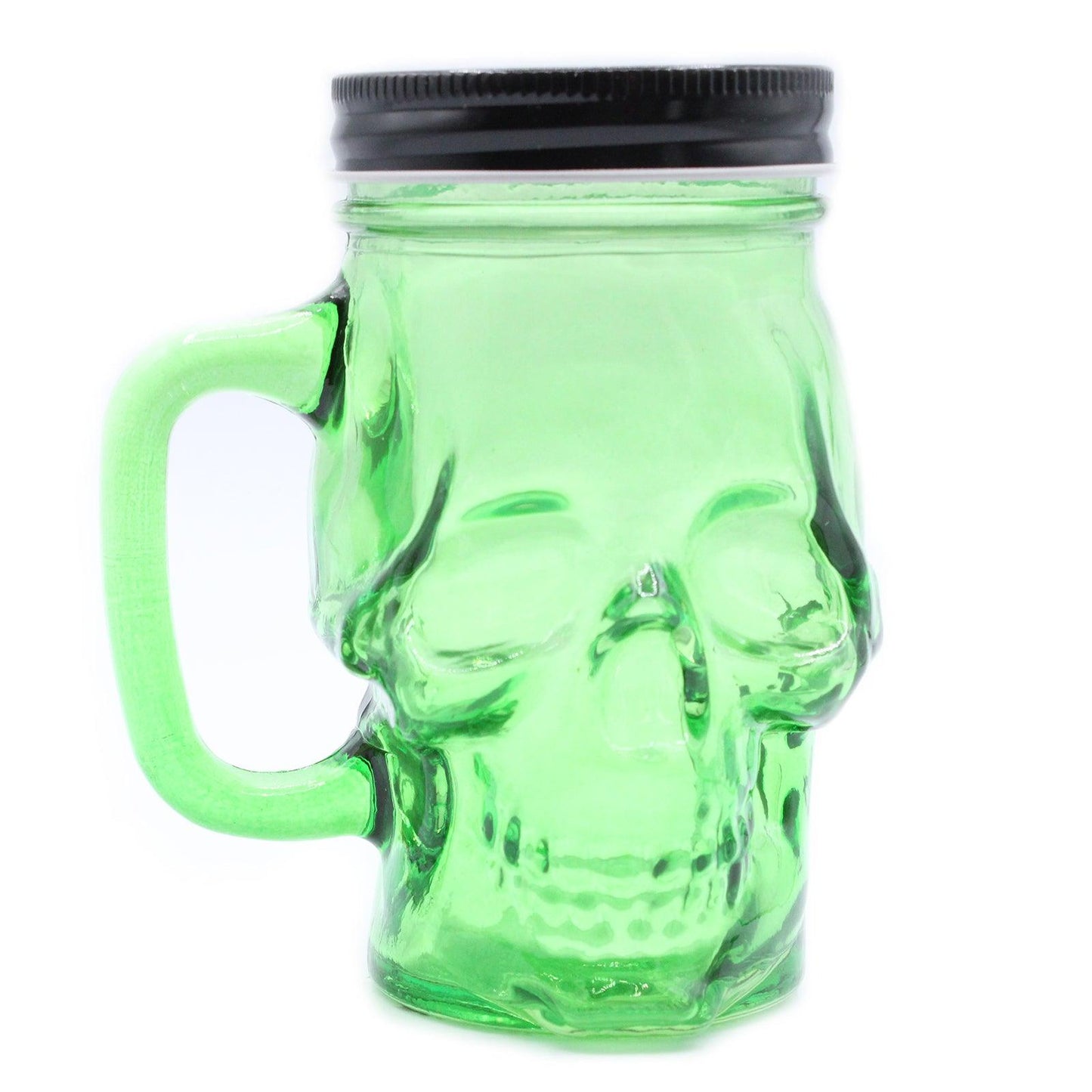 Funky Skull Mason Jar - Green - DuvetDay.co.uk