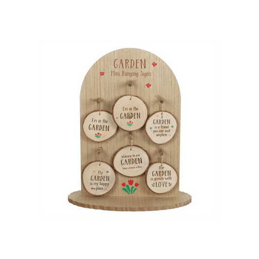 Garden Wood Slice Mini Hanging Sign Display - DuvetDay.co.uk