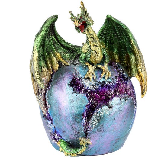 Geode Earth Egg LED Dark Legends Dragon Figurine - DuvetDay.co.uk