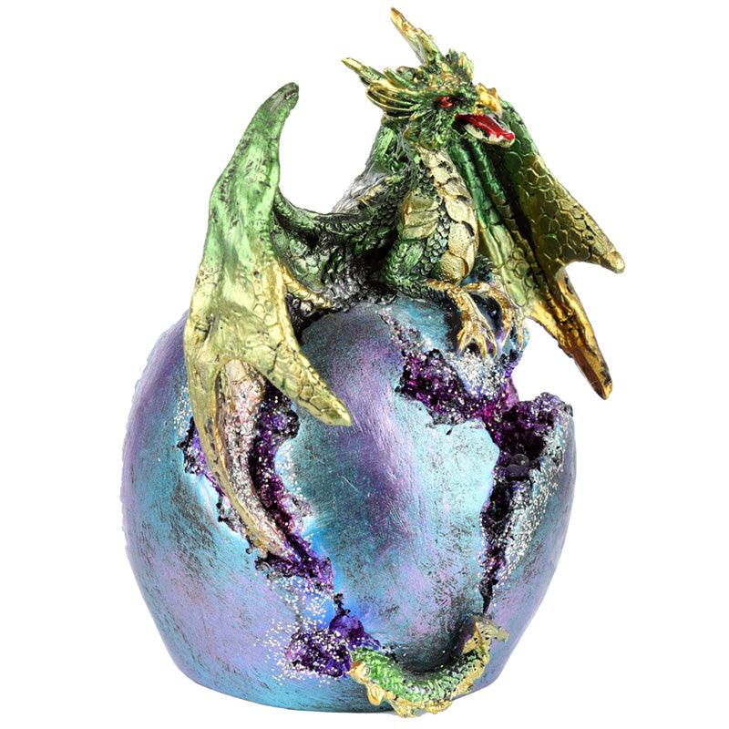 Geode Earth Egg LED Dark Legends Dragon Figurine - DuvetDay.co.uk