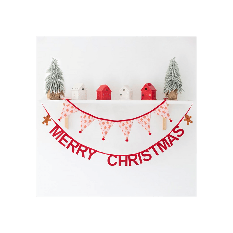 Gingerbread Print Fabric Bunting - DuvetDay.co.uk