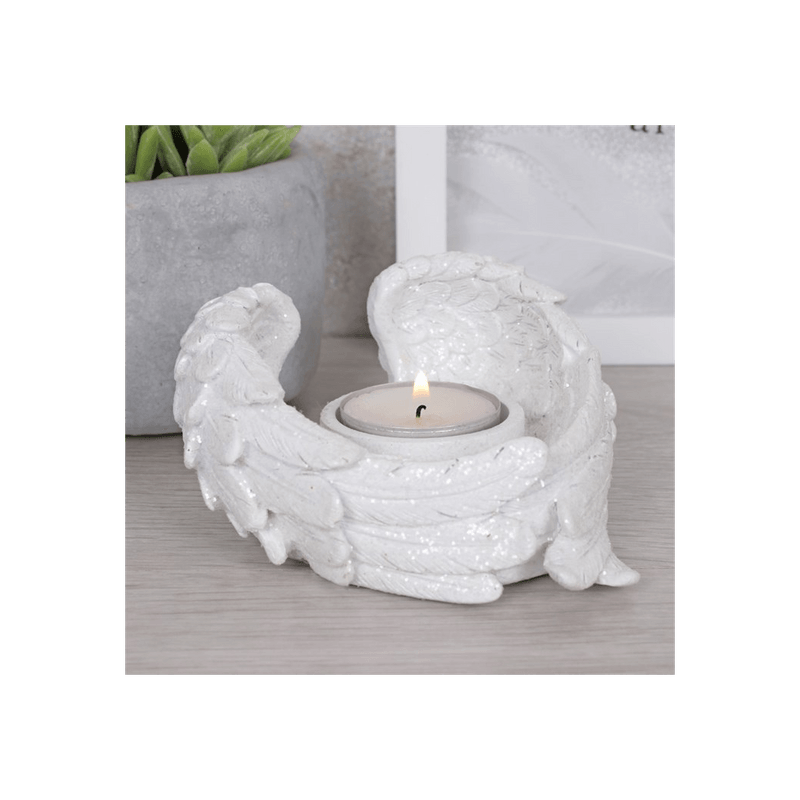 Glitter Angel Wing Candle Holder - DuvetDay.co.uk