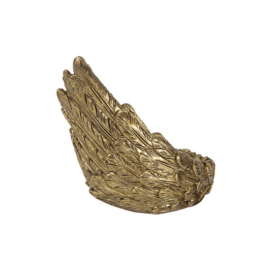 Gold Single Raised Angel Wing Candle Holder - DuvetDay.co.uk