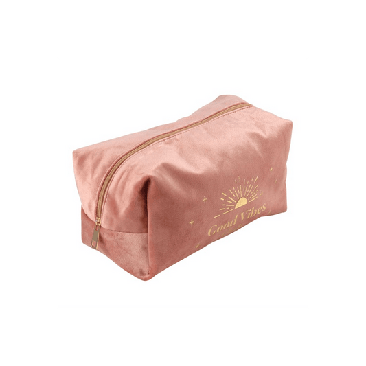 Good Vibes Only Velvet Toiletry Bag - DuvetDay.co.uk