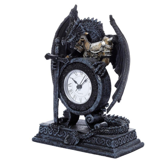 Gothic Armoured Dragon Mantle Clock - DuvetDay.co.uk