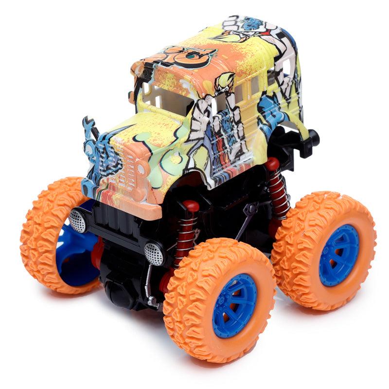 Graffiti School Bus 4x4 Rotating Stunt Monster Truck Toy - DuvetDay.co.uk