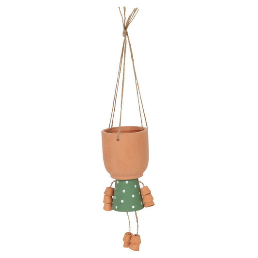 Green Pot Man Hanging Terracotta Planter - DuvetDay.co.uk