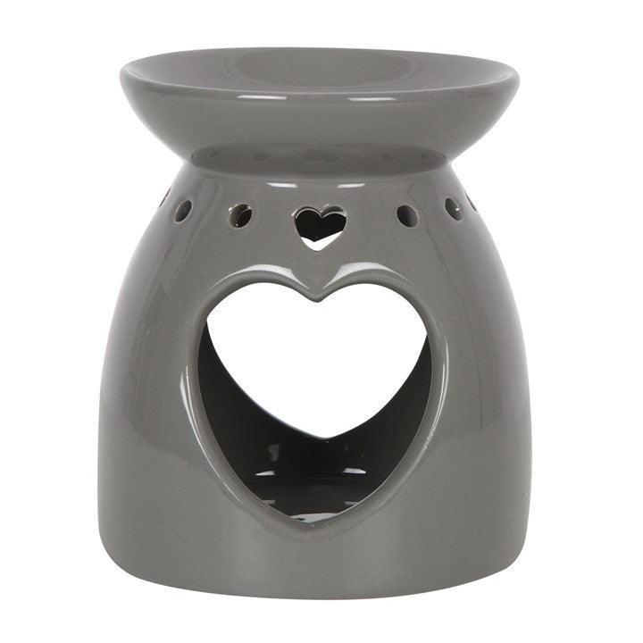 Grey Oil Burner With Cutout Heart - DuvetDay.co.uk