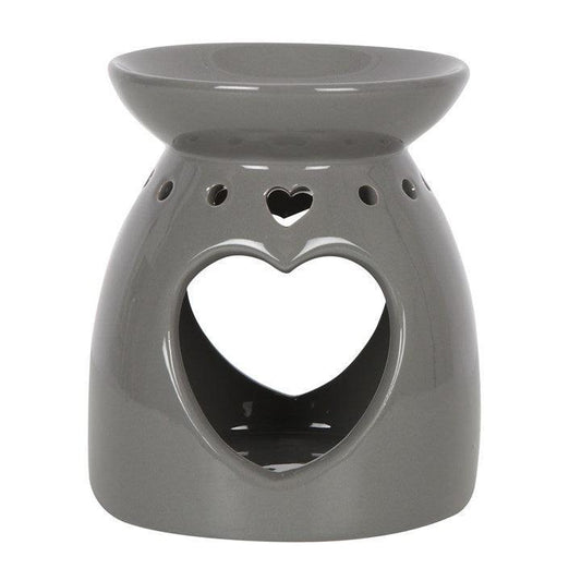 Grey Oil Burner With Cutout Heart - DuvetDay.co.uk