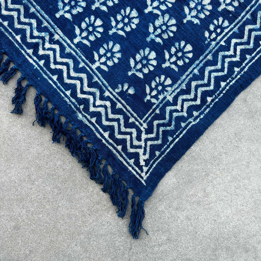 Handmade Indigo Throw - 170x120cm - Chhota Flower - DuvetDay.co.uk