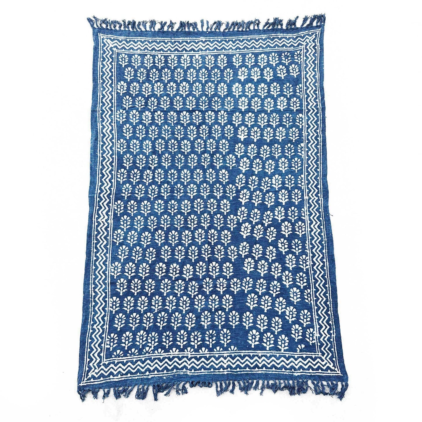 Handmade Indigo Throw - 170x120cm - Chhota Flower - DuvetDay.co.uk