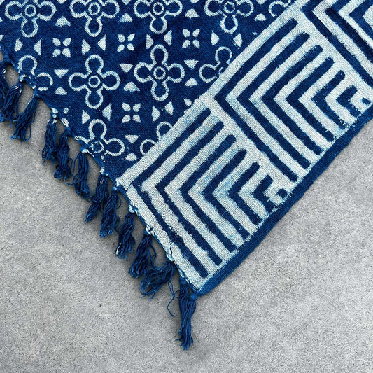 Handmade Indigo Throw - 170x120cm - Kasba Tiles - DuvetDay.co.uk