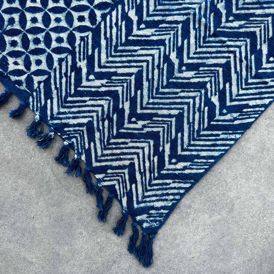 Handmade Indigo Throw - 170x120cm - Namoona Waves - DuvetDay.co.uk